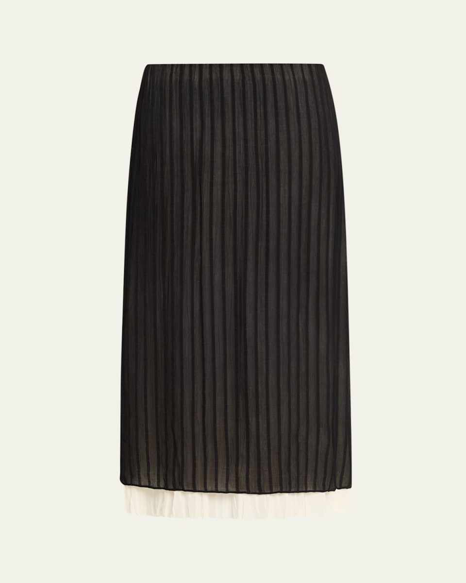 Layered Pleated Midi Skirt